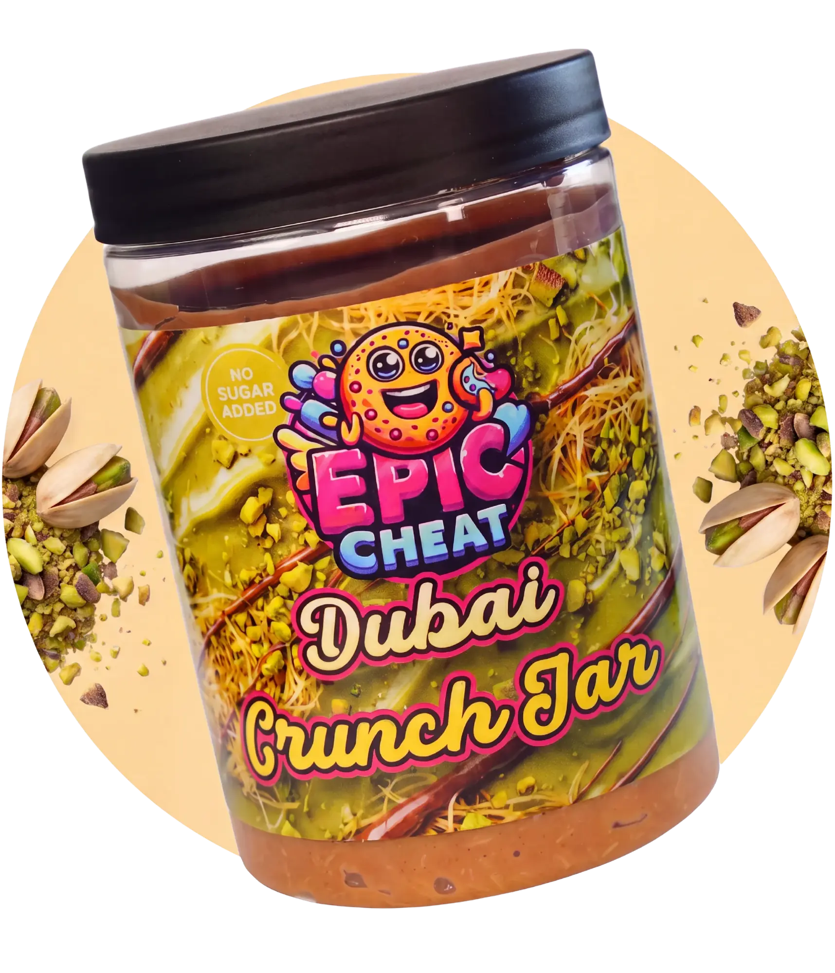 Dubai.crunch.jar Dubai Chocolate Crunch Jar (без захар) – Шам-фъстък крем с кадайф и млечен шоколад - Image 1