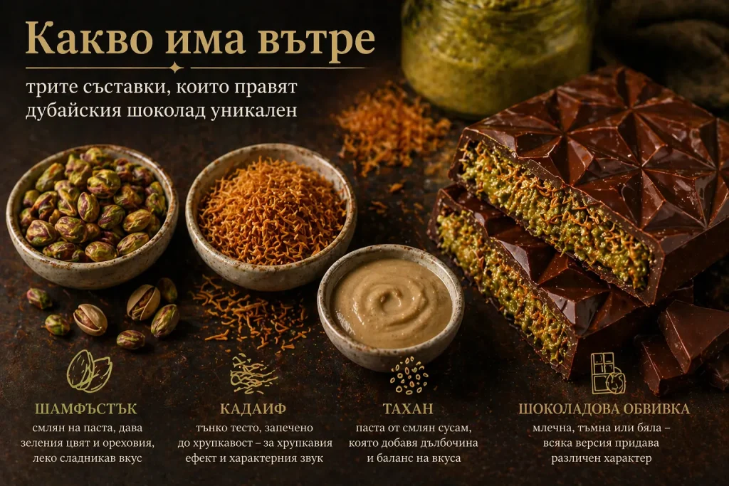 Какво има в дубайския шоколад, съставки